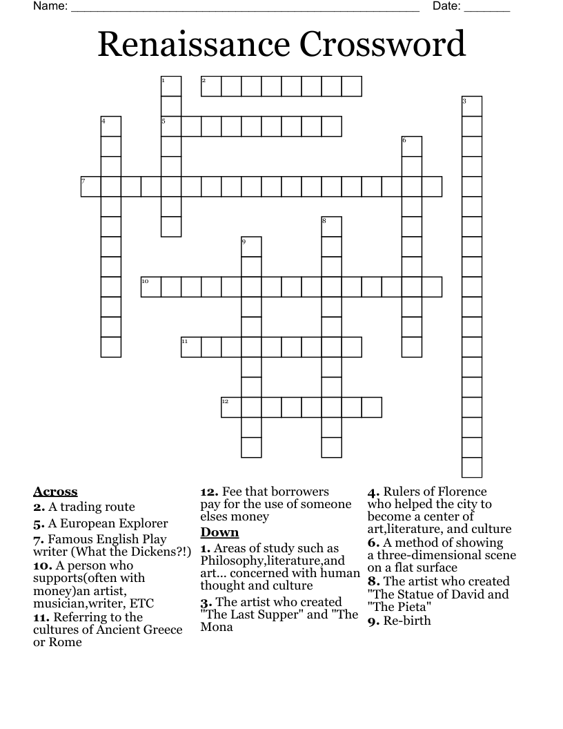 Renaissance Crossword