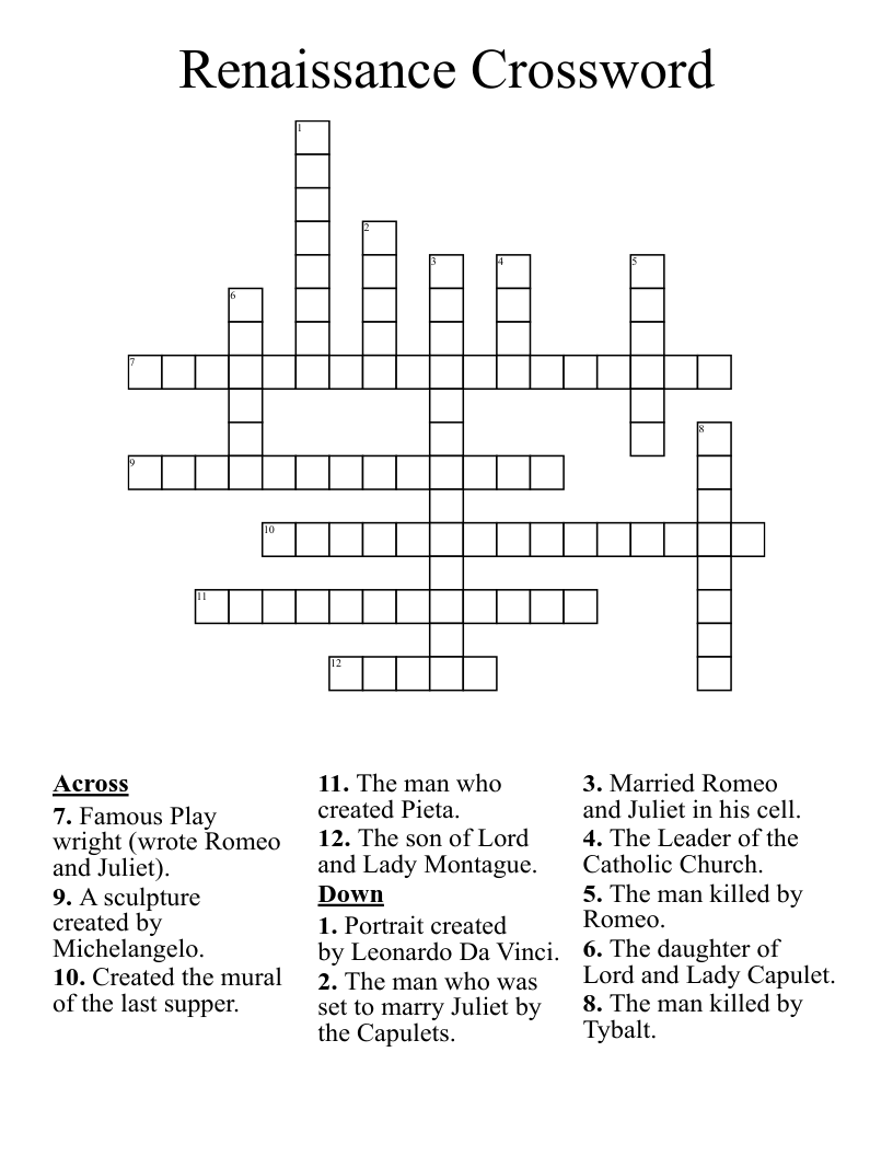 Renaissance Crossword