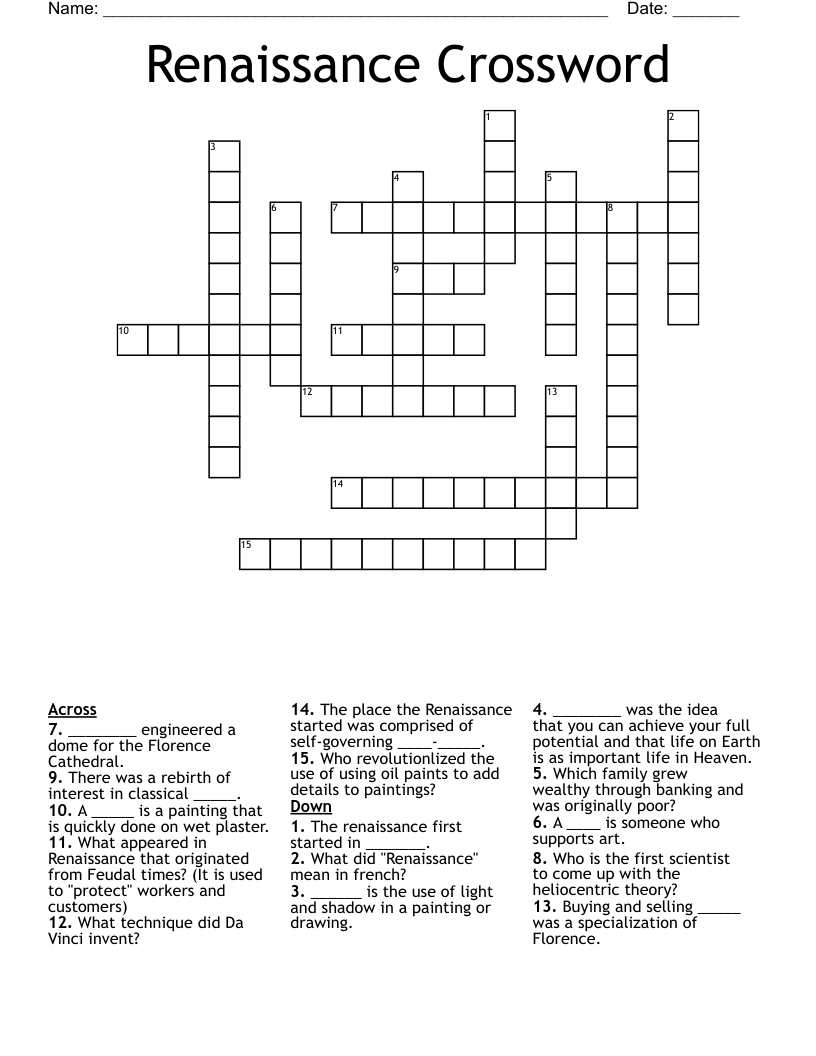 Renaissance Crossword