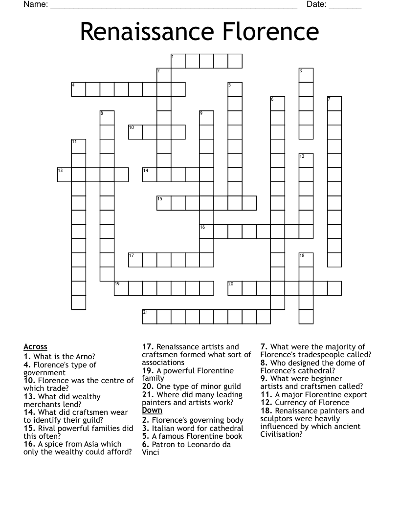 Renaissance Florence Crossword