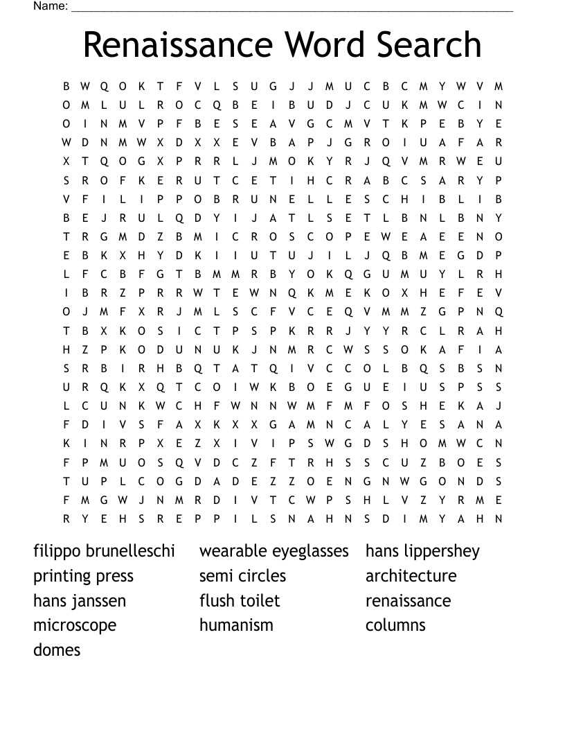 Renaissance Word Search