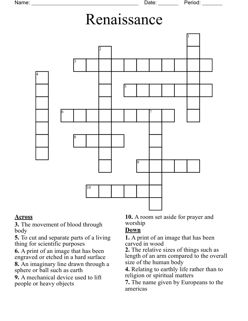 Renaissance  Crossword