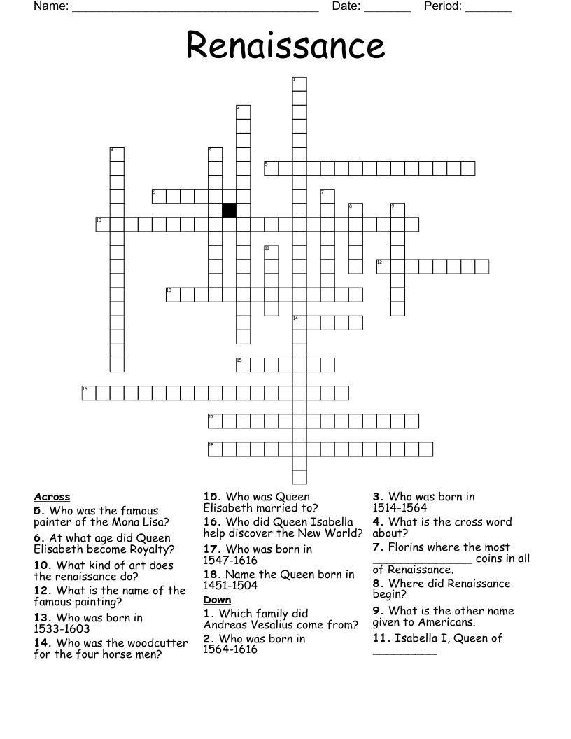 Renaissance  Crossword