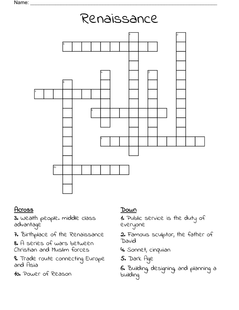 Renaissance  Crossword