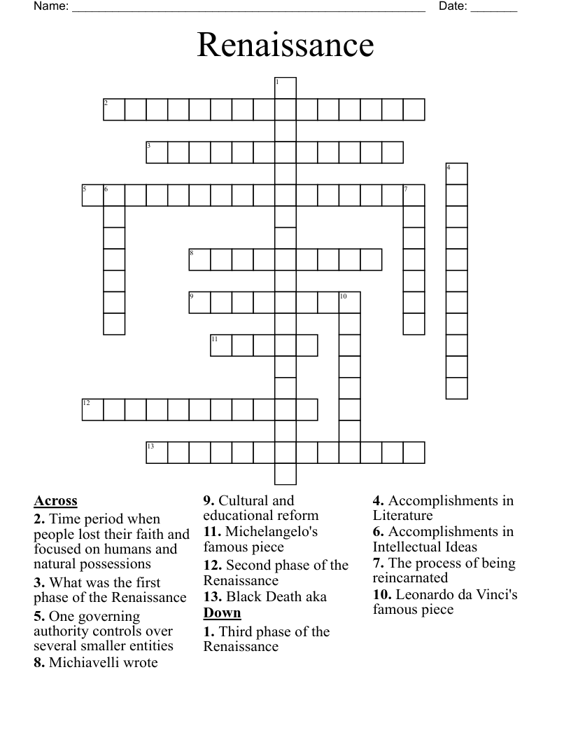 Renaissance  Crossword