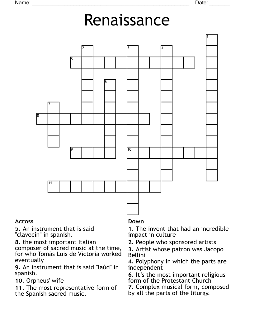 Renaissance  Crossword