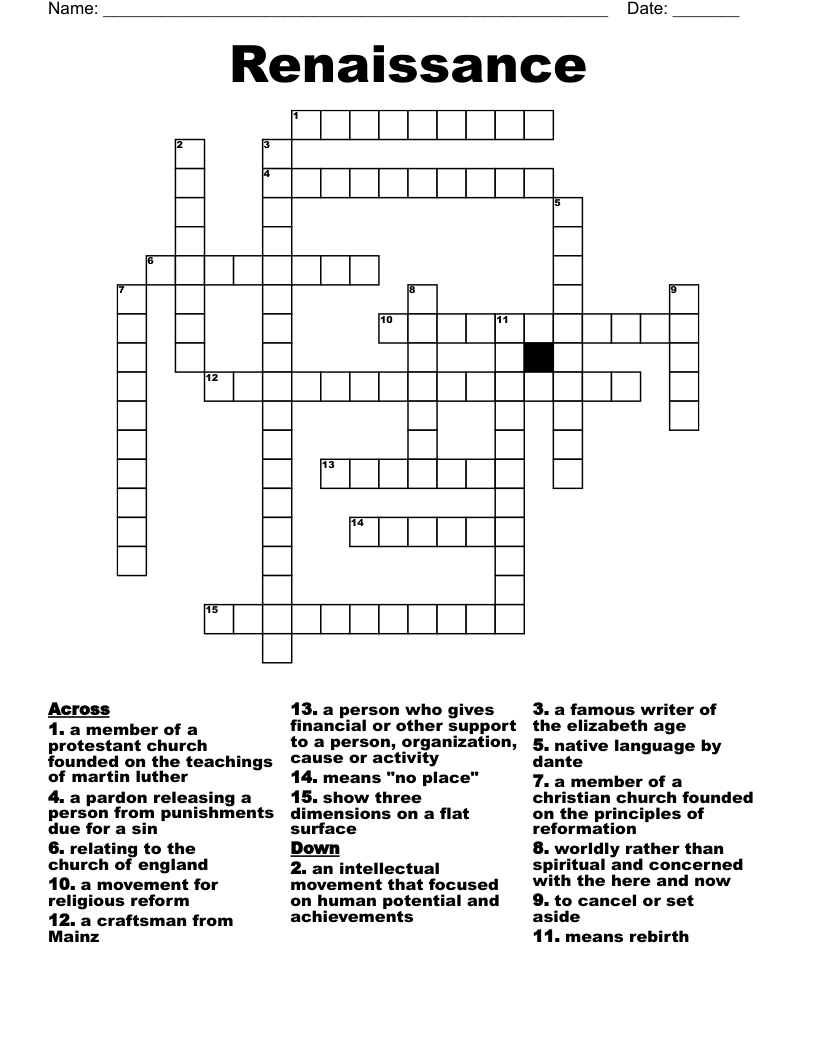 Renaissance  Crossword