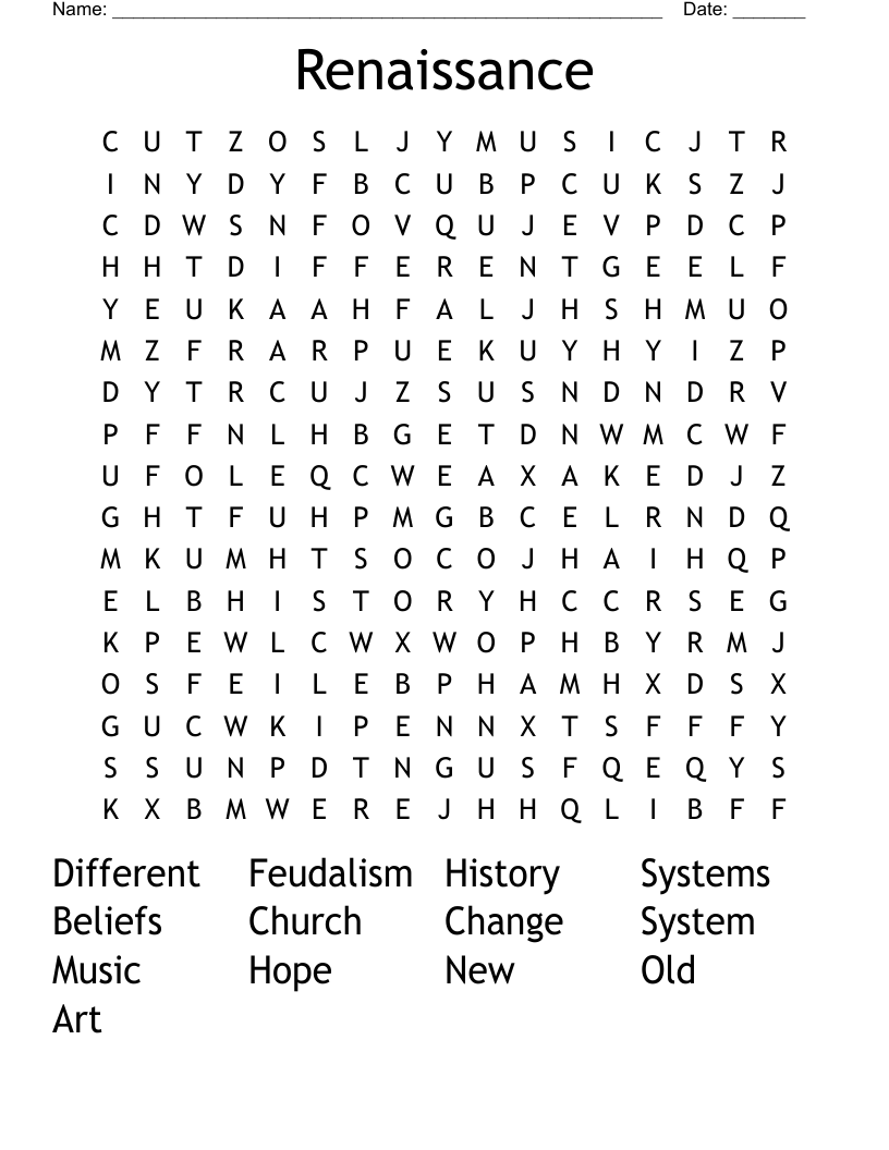 Renaissance  Word Search