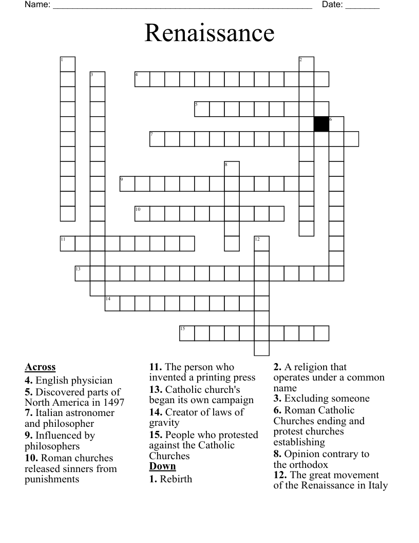 Renaissance  Crossword