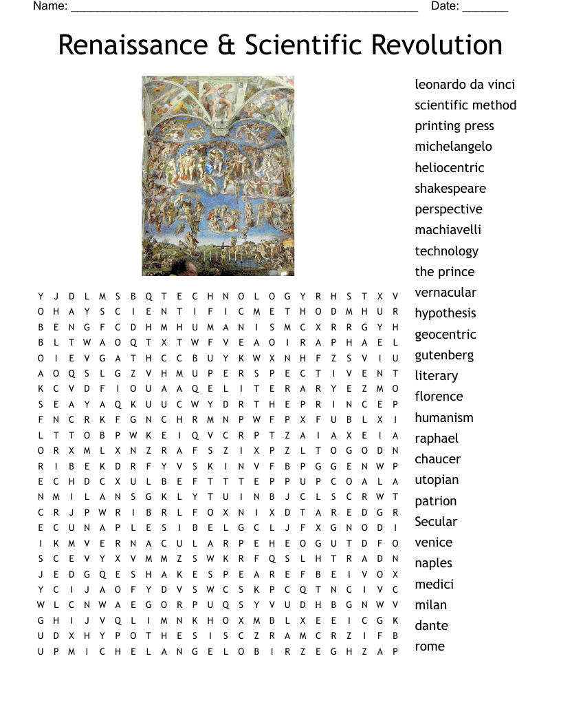 Renaissance & Scientific Revolution Word Search