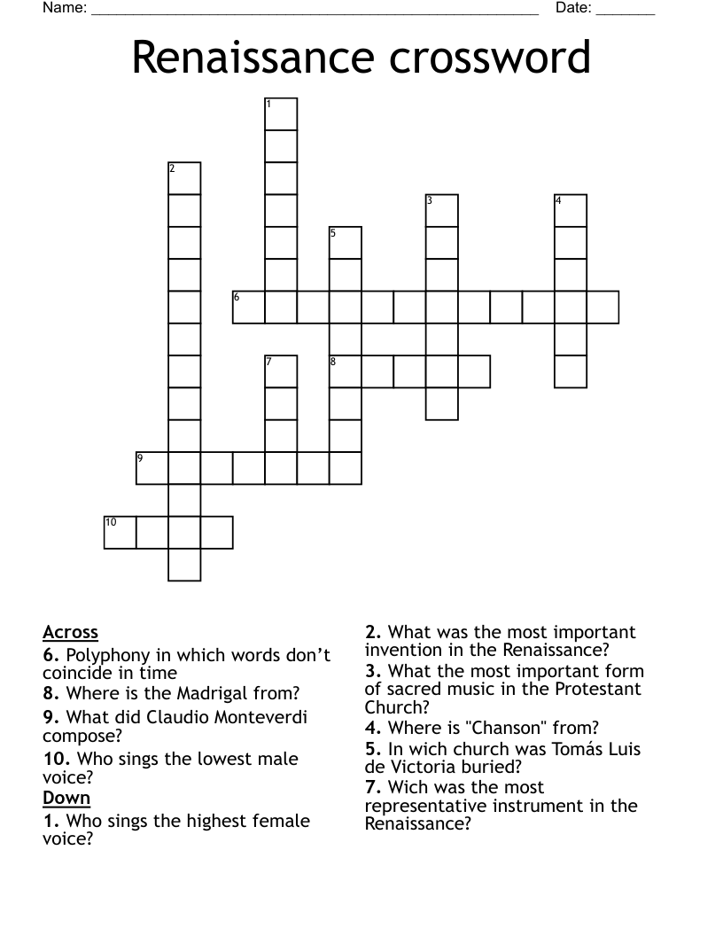 Renaissance crossword