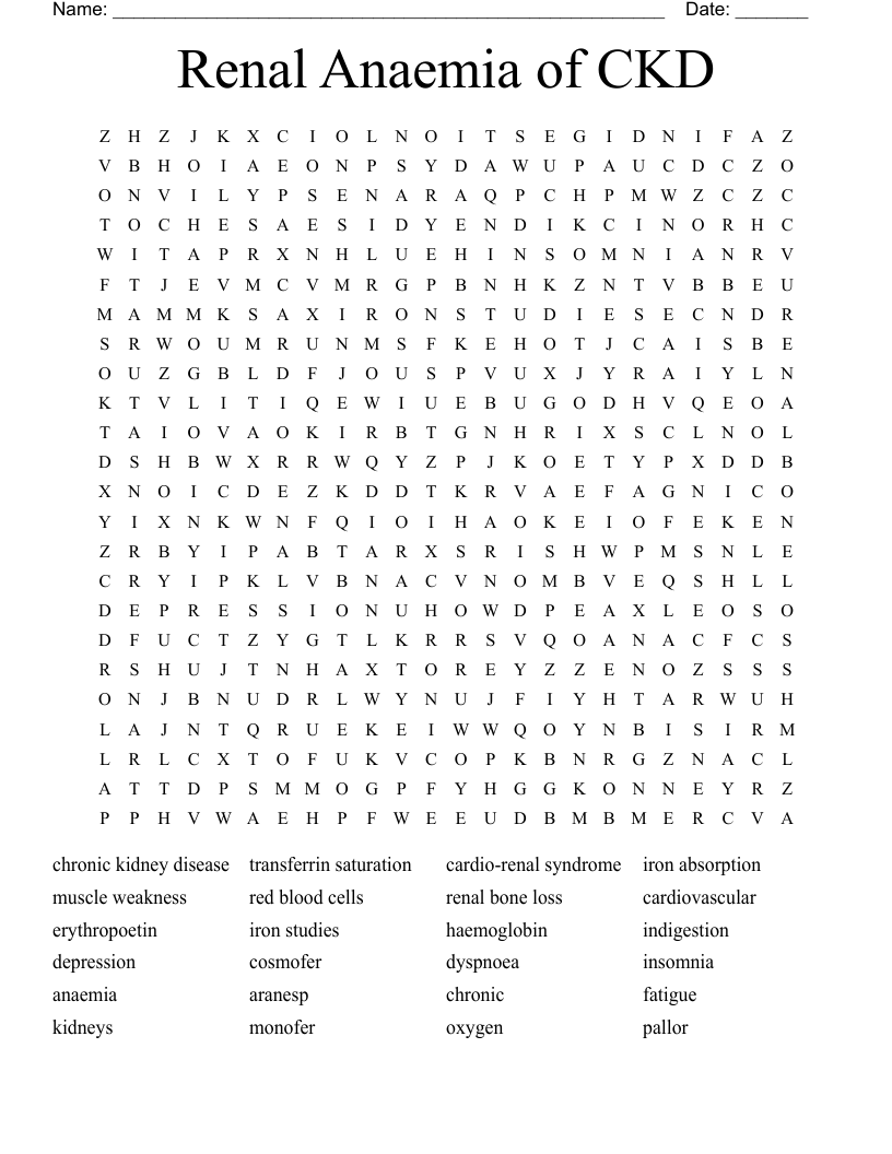 Renal Anaemia of CKD Word Search