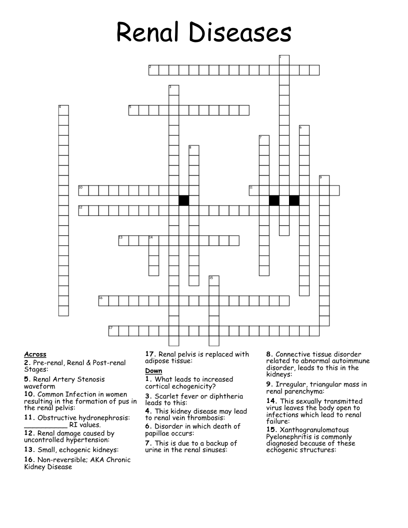 Renal Diseases Crossword
