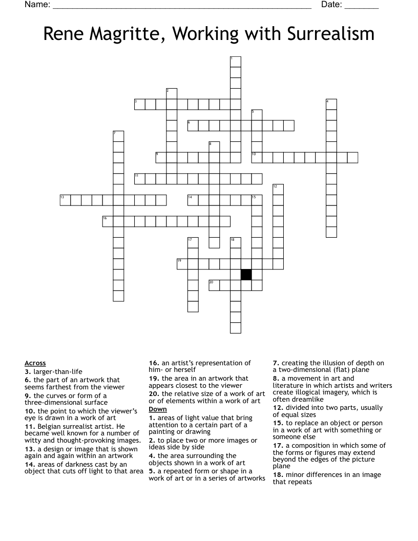Rene Magritte, Working with Surrealism Crossword