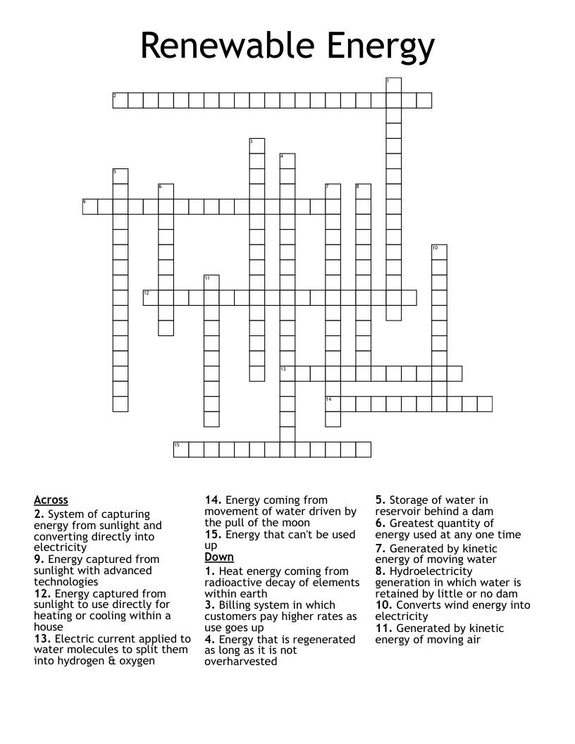 Renewable Energy Crossword