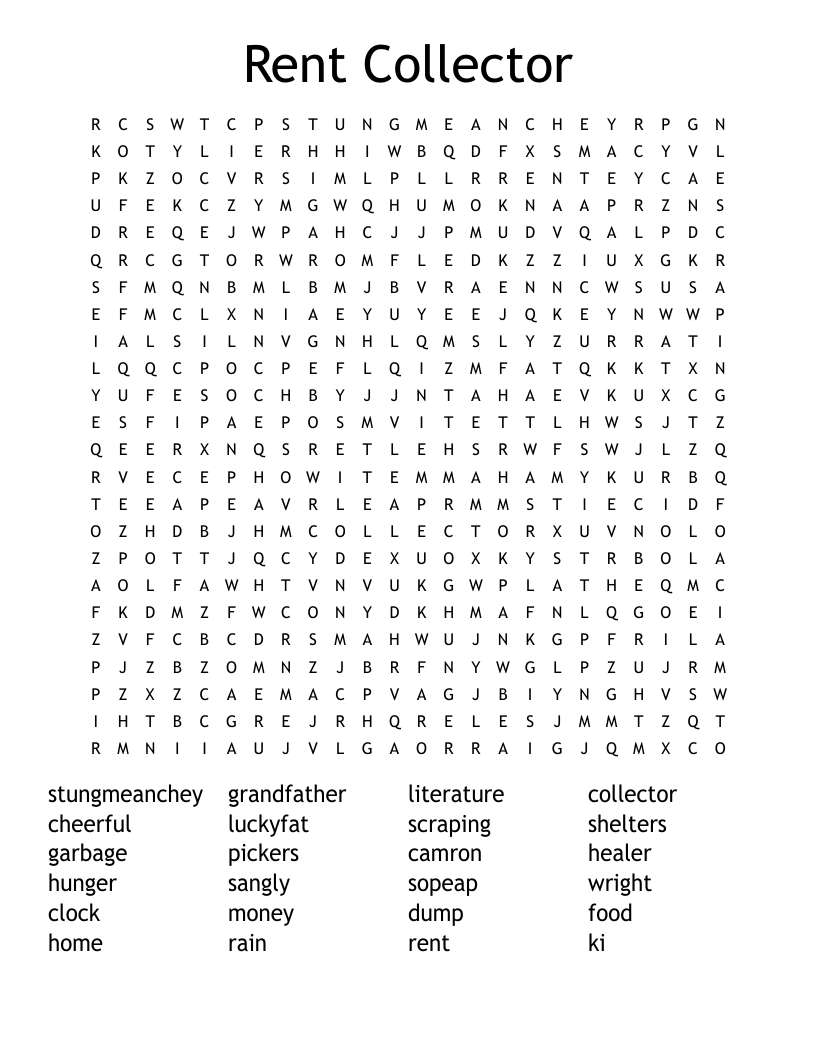 Rent Collector Word Search
