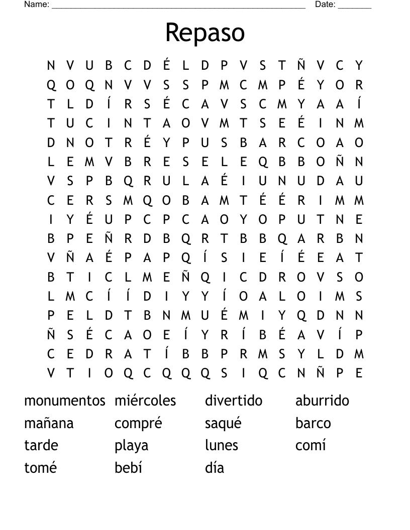 Repaso Word Search