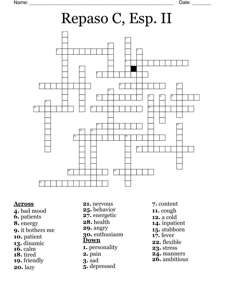 Repaso C, Esp. II Crossword