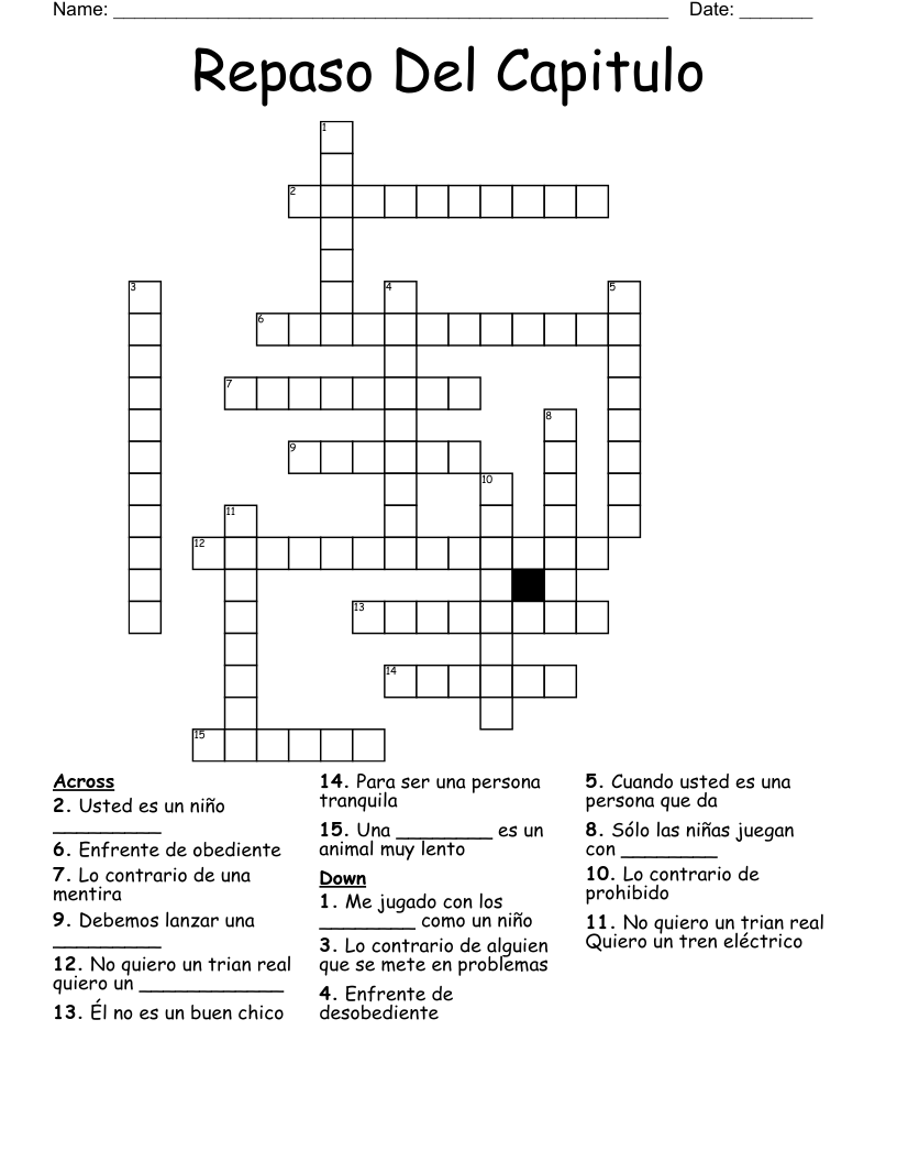 Repaso Del Capitulo  Crossword