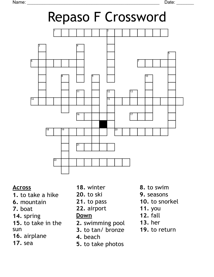 Repaso F Crossword