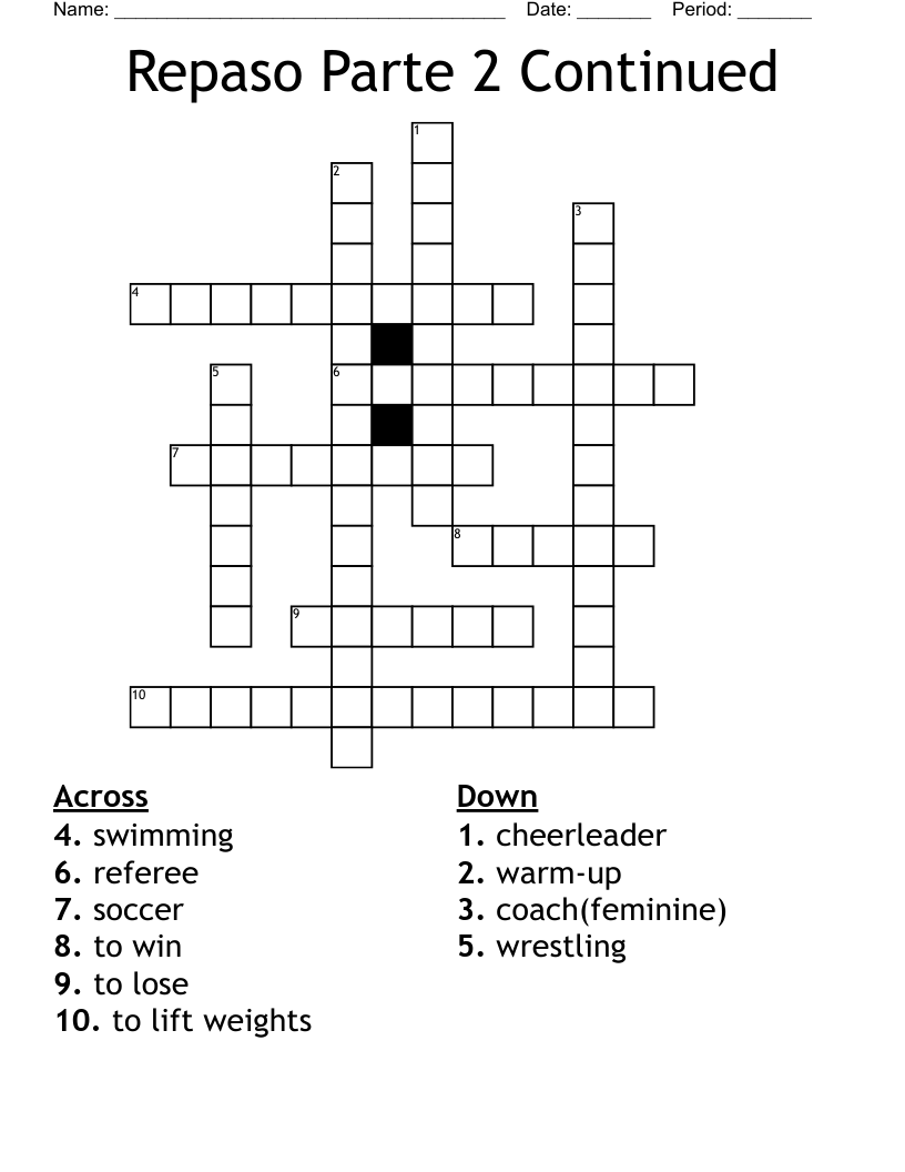 Repaso Parte 2 Continued Crossword