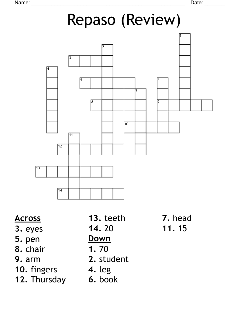 Repaso (Review) Crossword
