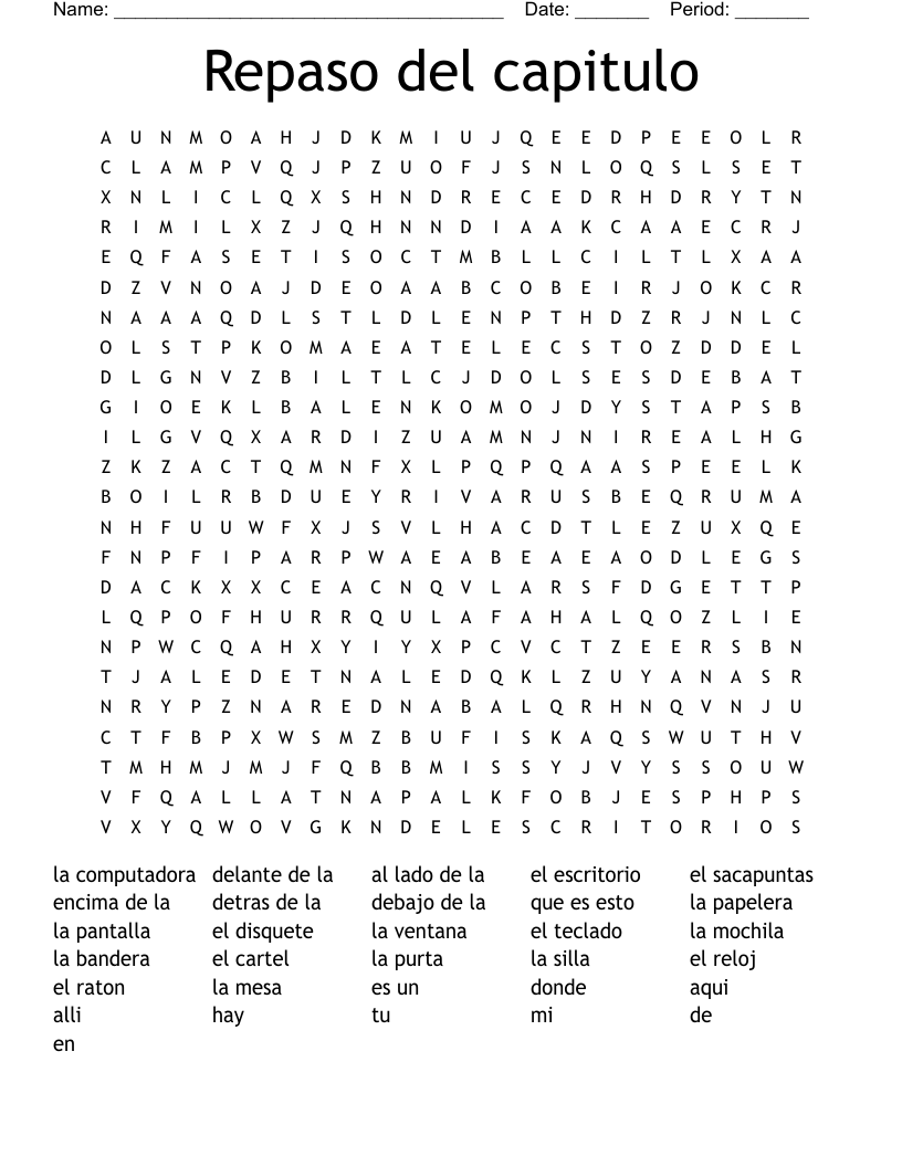 Repaso del capitulo Word Search