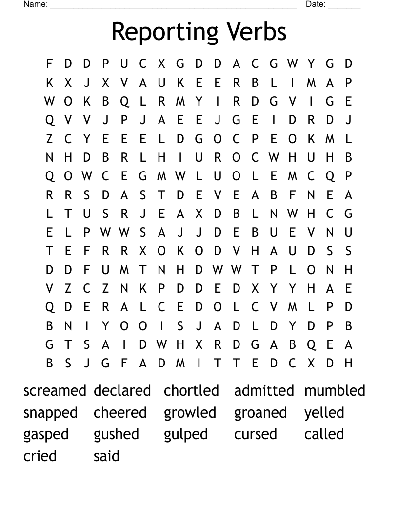 Reporting Verbs Word Search