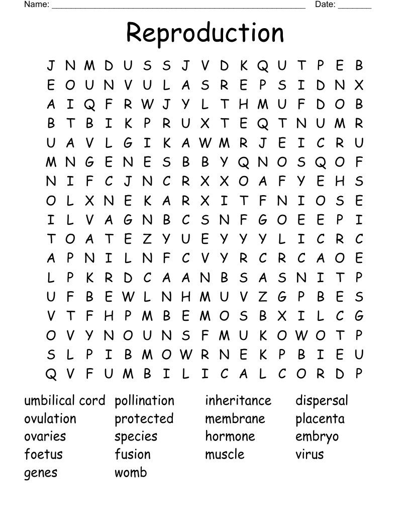 Reproduction Word Search