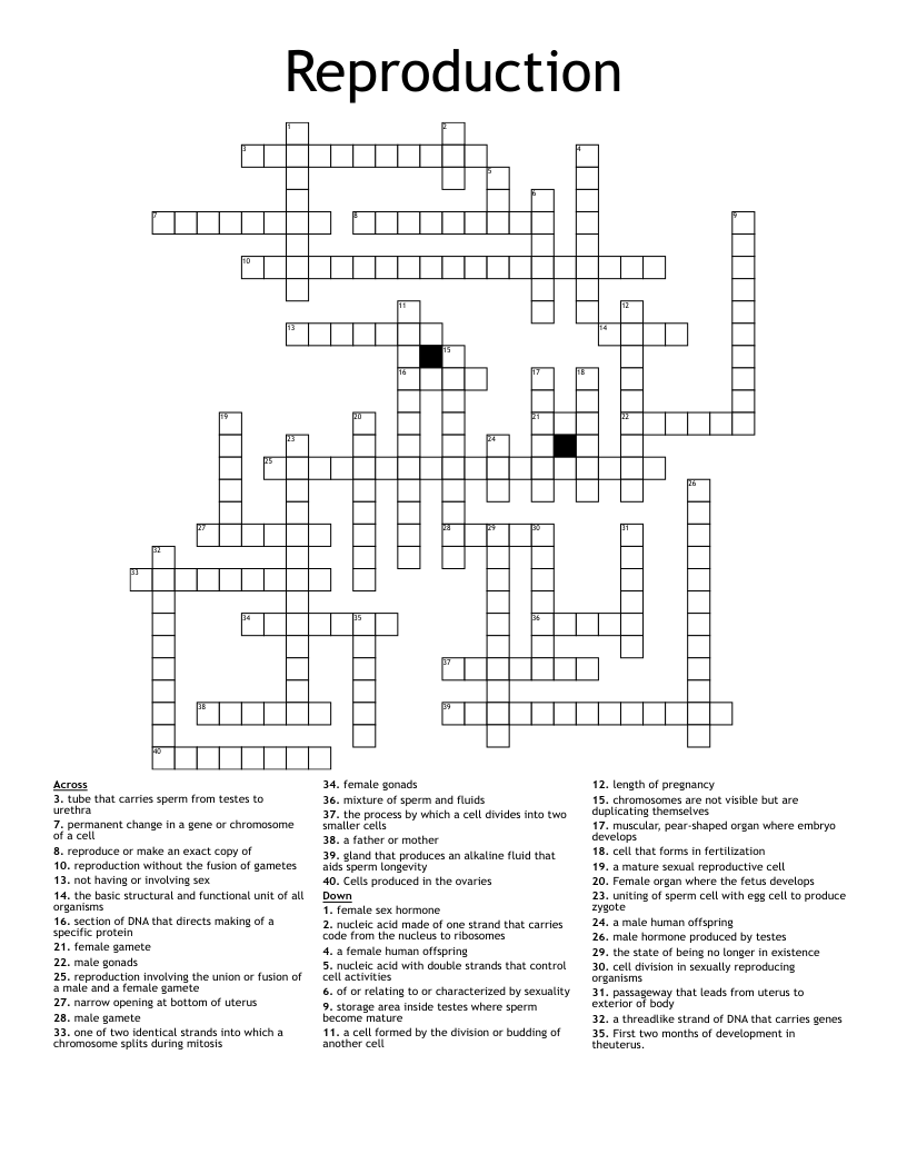 Reproduction Crossword