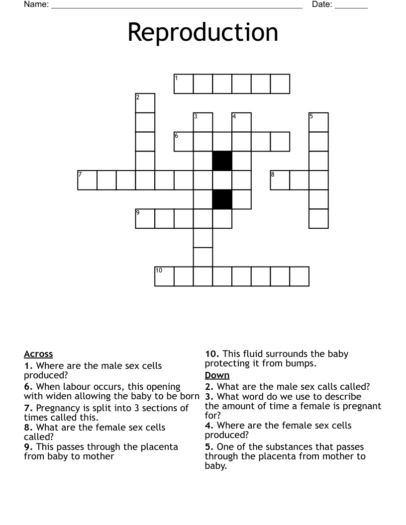 Reproduction Crossword
