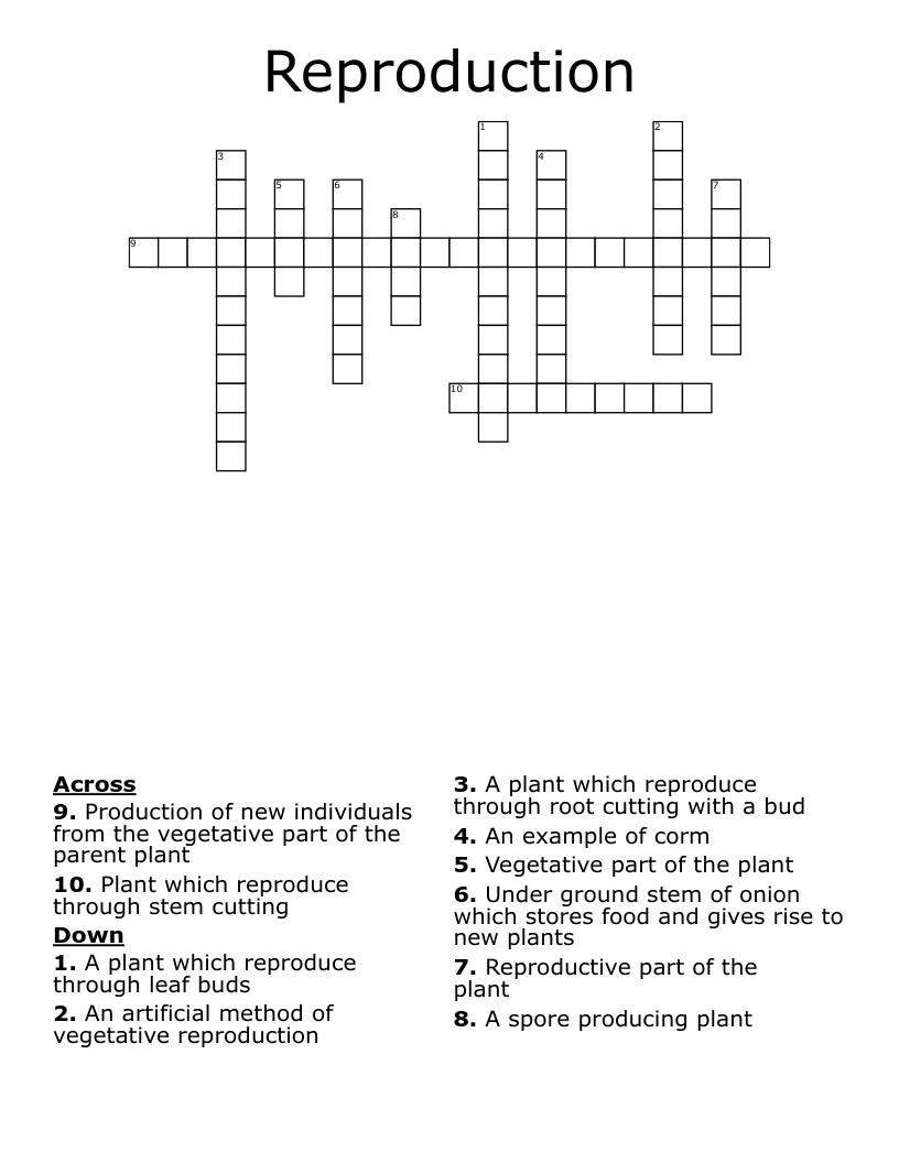 Reproduction Crossword
