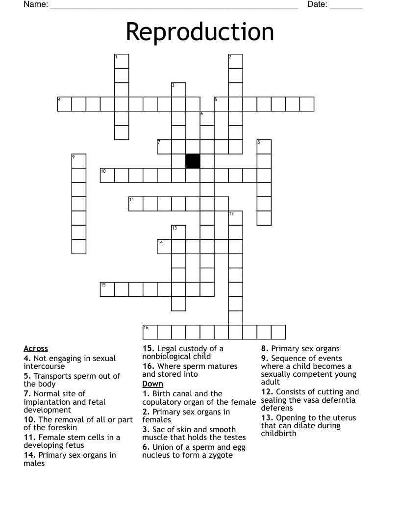 Reproduction Crossword