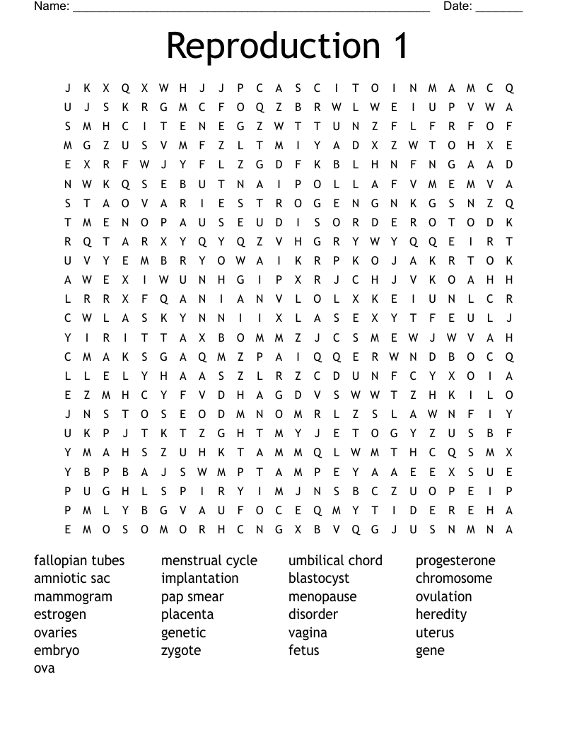 Reproduction 1 Word Search