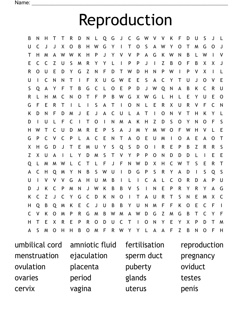 Reproduction Word Search