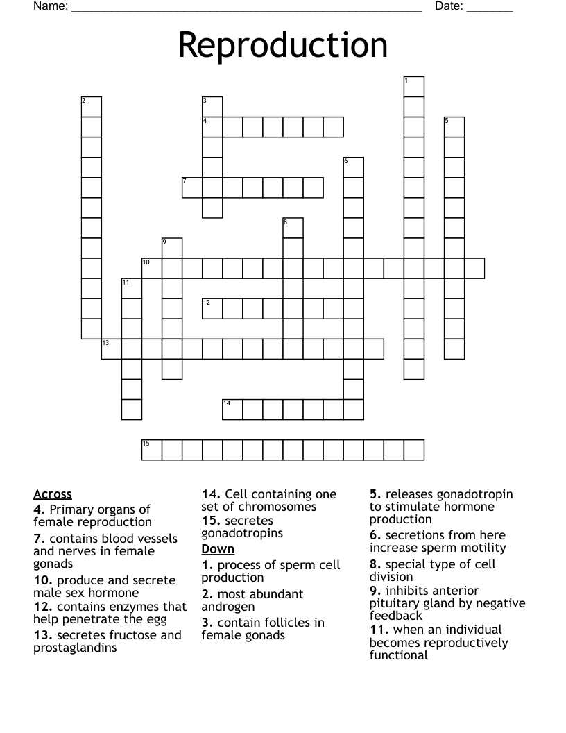 Reproduction Crossword