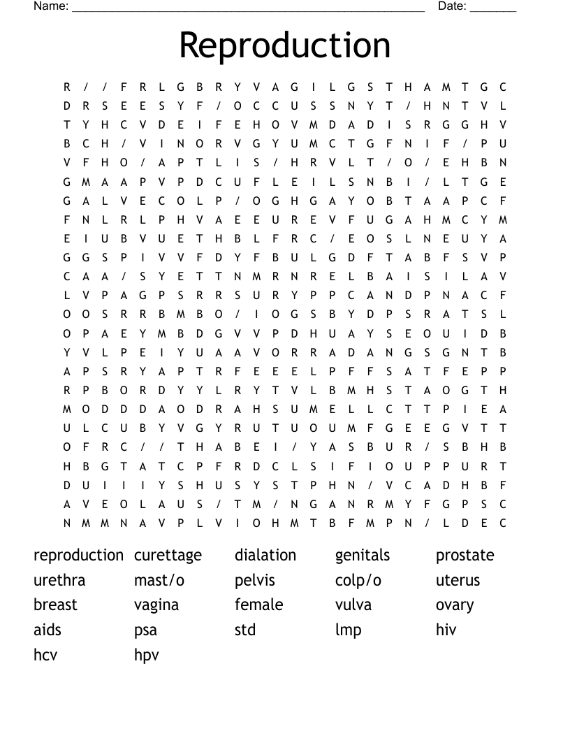 Reproduction Word Search