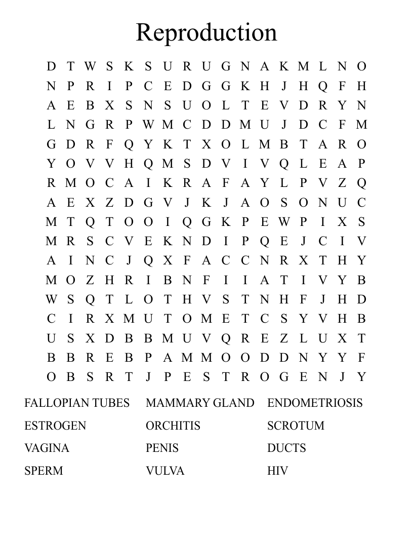 Reproduction Word Search