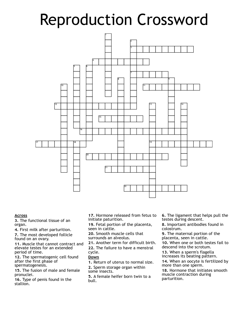 Reproduction Crossword