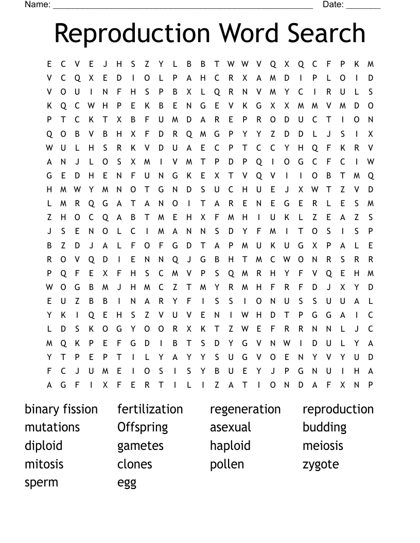 Reproduction Word Search