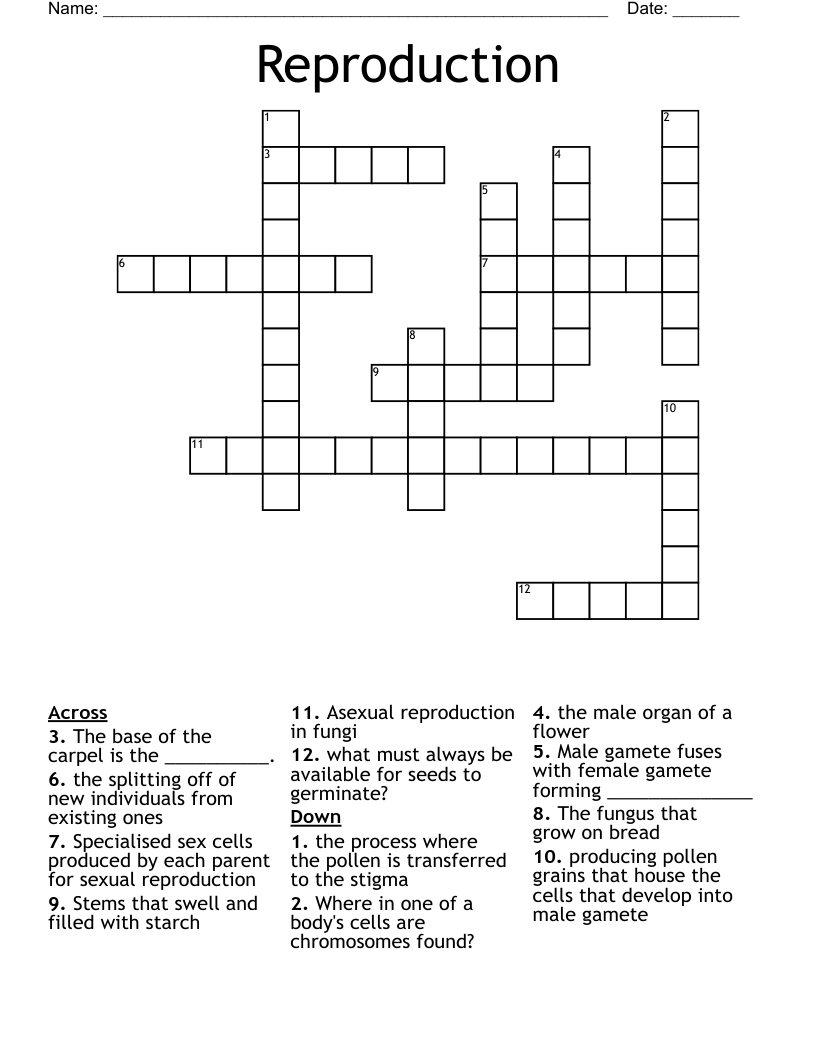 Reproduction  Crossword