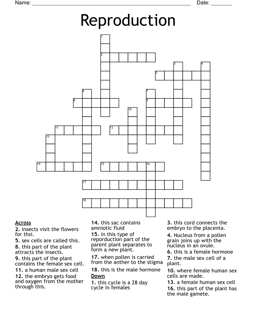 Reproduction  Crossword