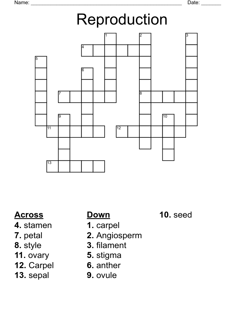Reproduction  Crossword