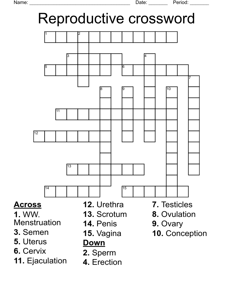 Reproductive crossword