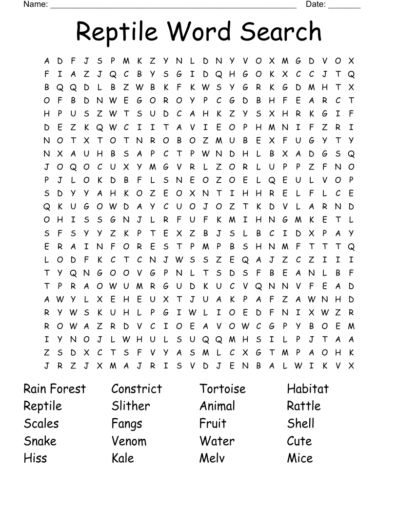 Reptile Word Search