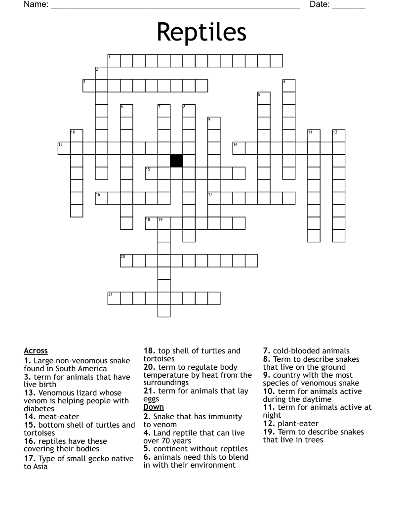 Reptiles Crossword