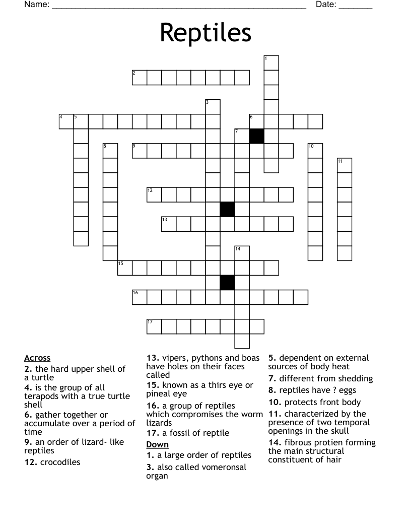 Reptiles Crossword