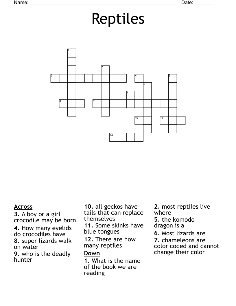 Reptiles Crossword