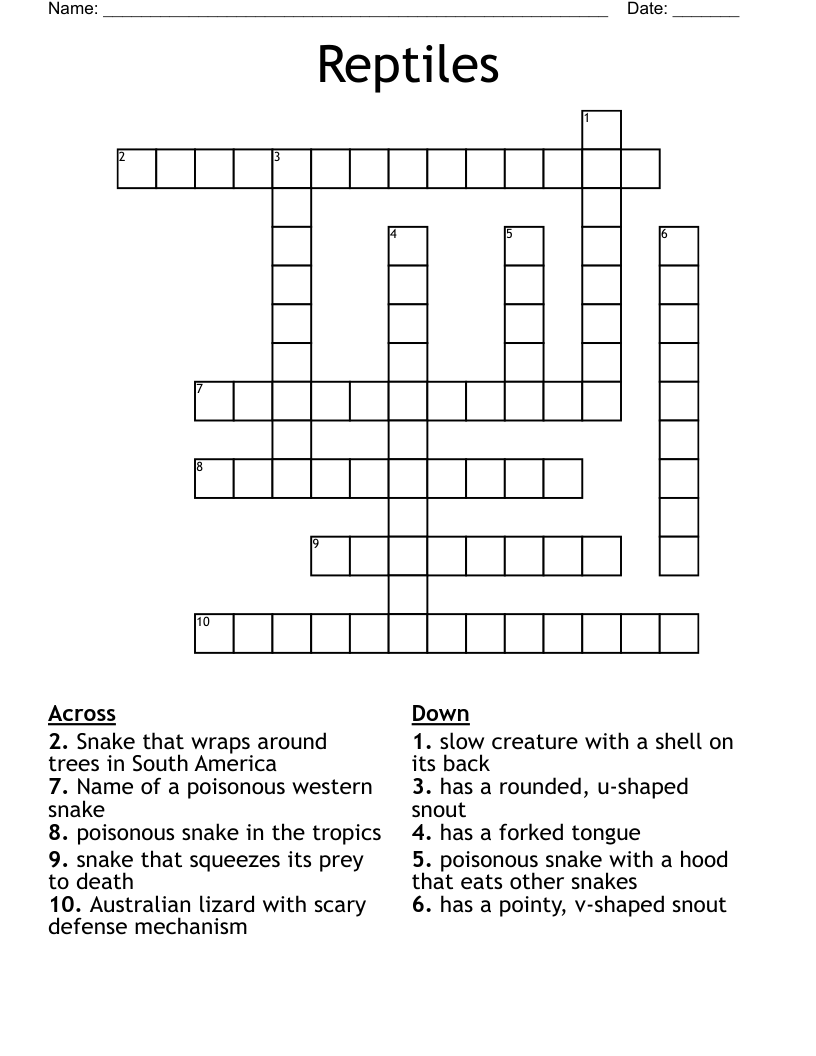 Reptiles Crossword