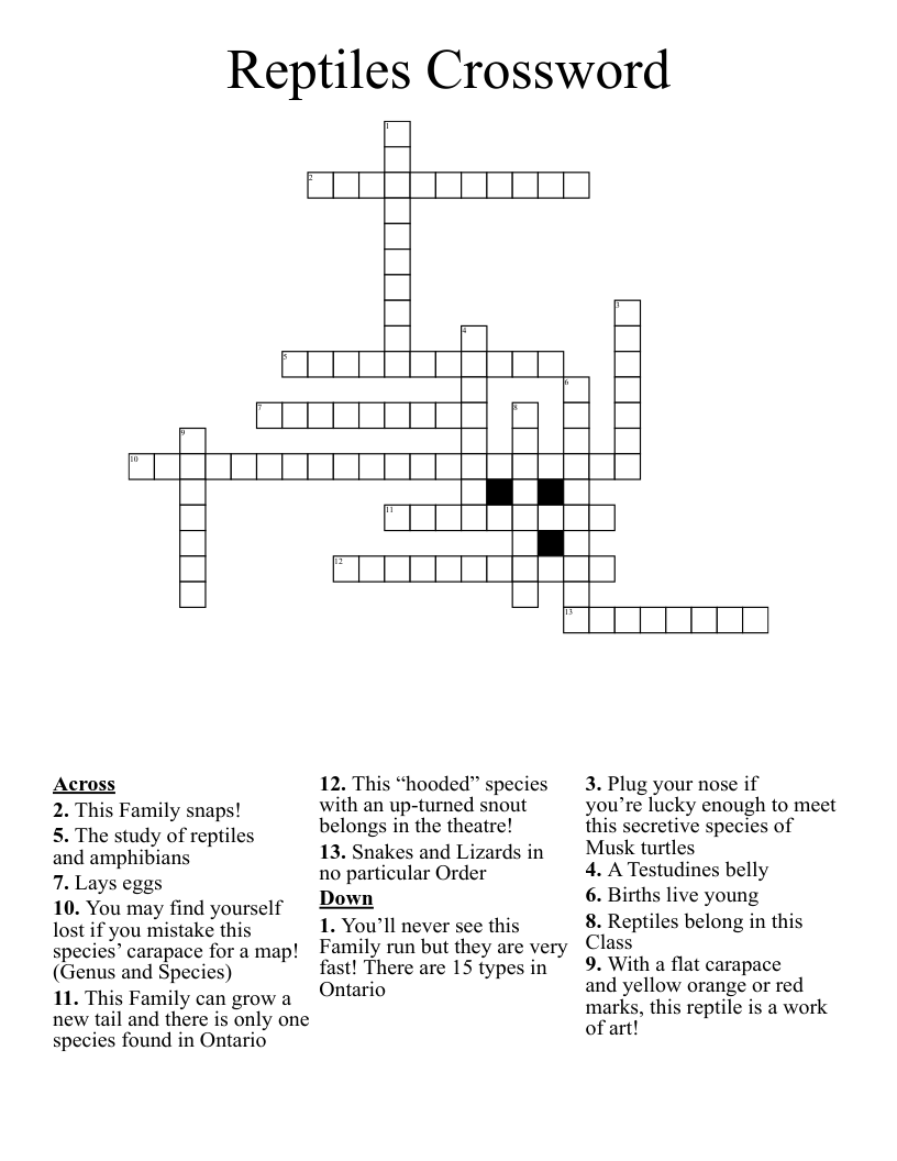 Reptiles Crossword